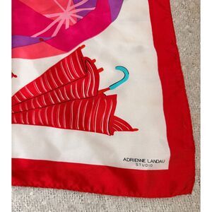Adrienne Landau Studio Umbrella Print Silk Scarf | Colorful Designer Scarf
